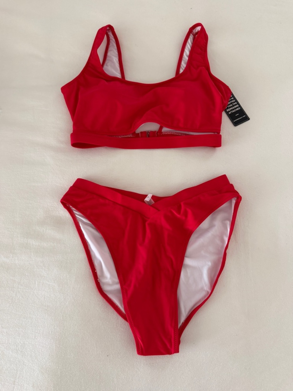 Red Women's Bikini Set - Sporty Scoop Top and High-Cut Bottoms
